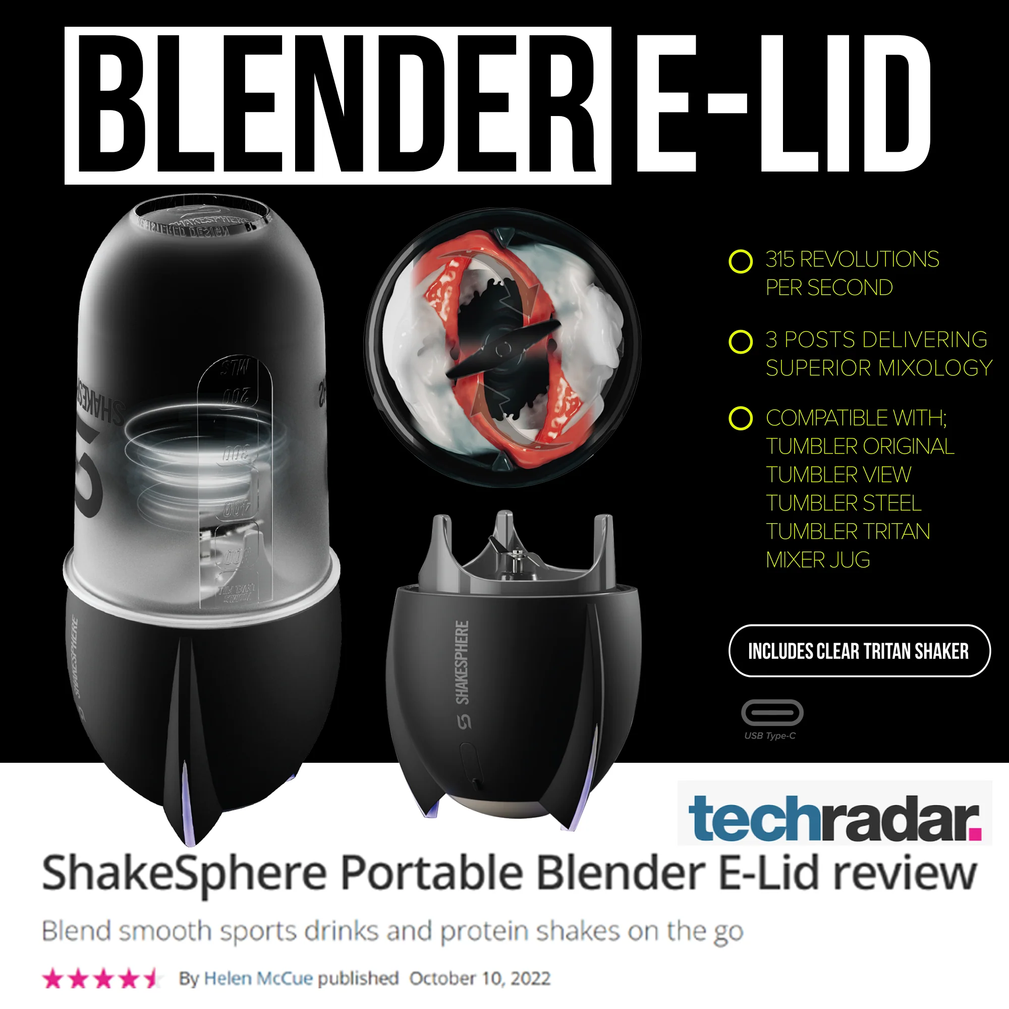 Portable Blender E-Lid Matte Black - Image 4