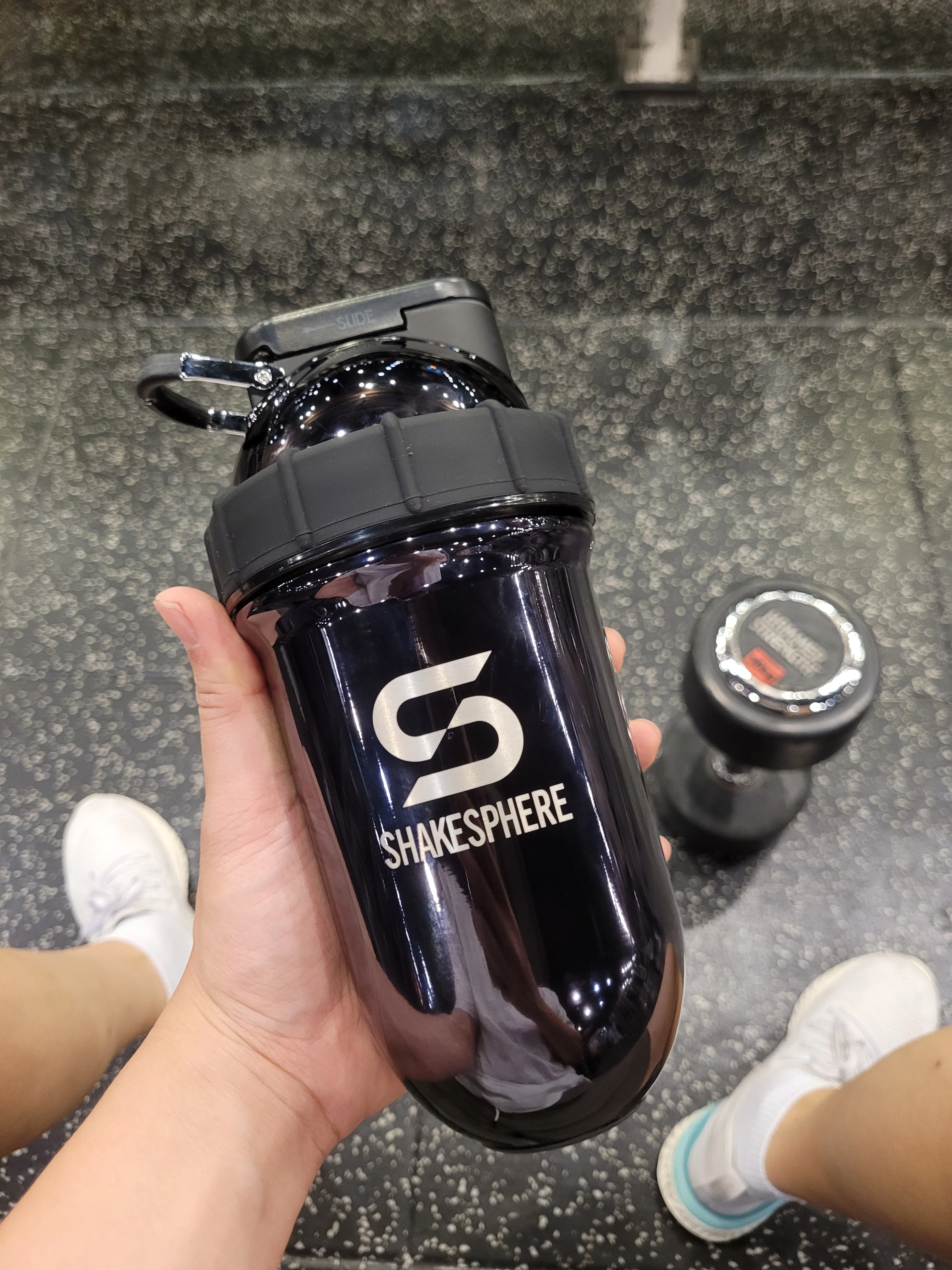Protein shaker bottle 24.6 Fl Oz Double Wall Steel Mirrored Black - Image 11