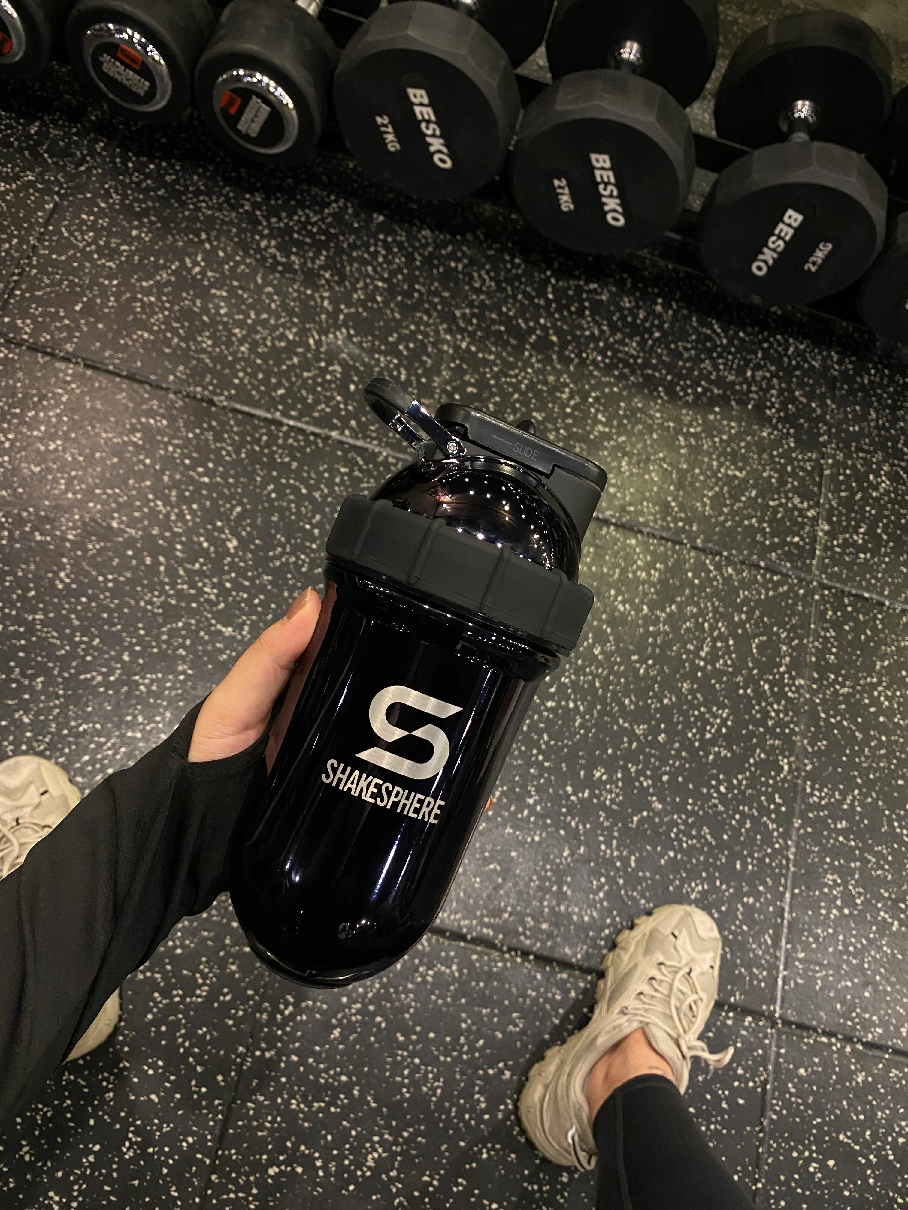 Protein shaker bottle 24.6 Fl Oz Double Wall Steel Mirrored Black - Image 12