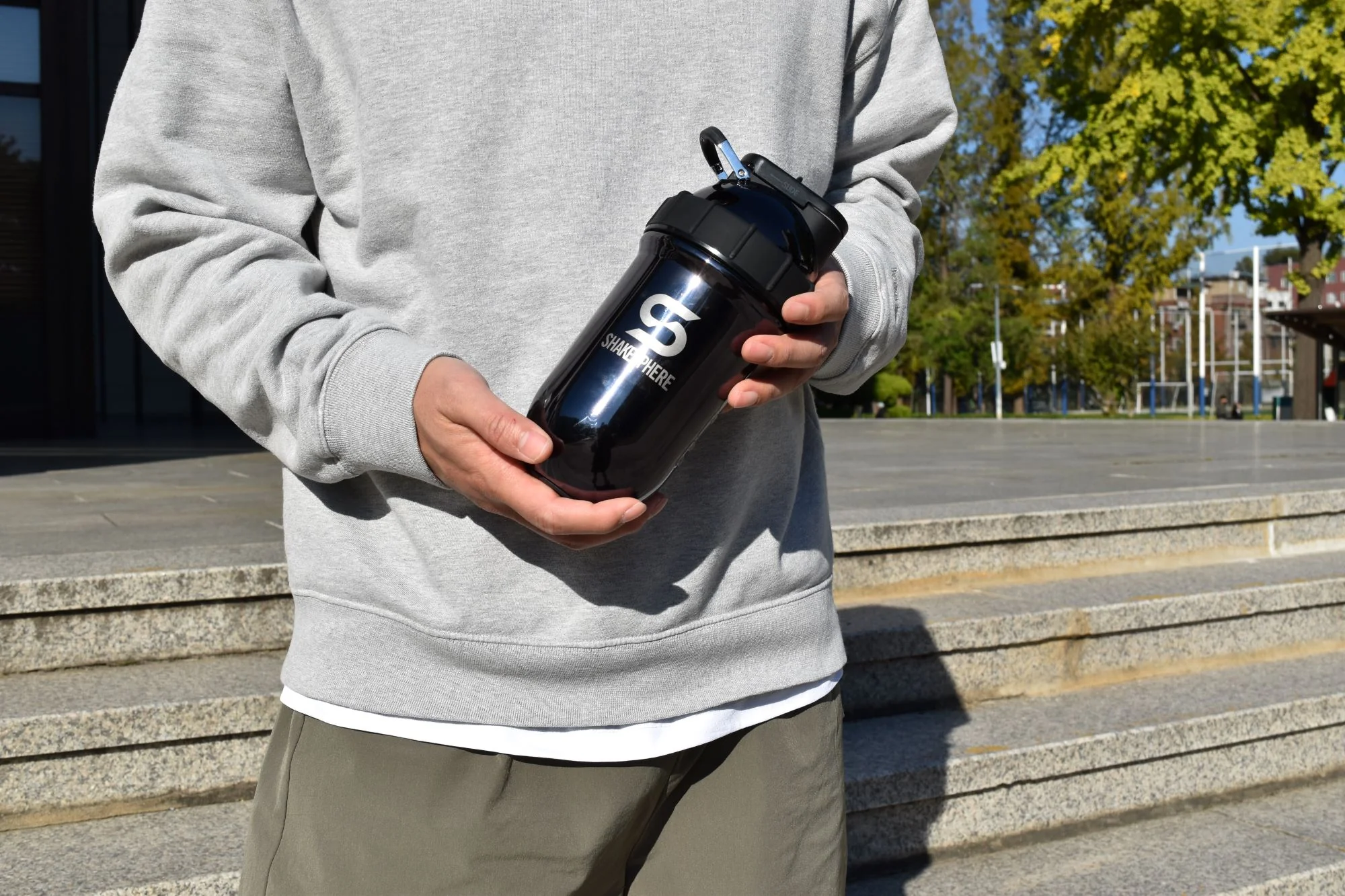 Protein shaker bottle 24.6 Fl Oz Double Wall Steel Mirrored Black - Image 19