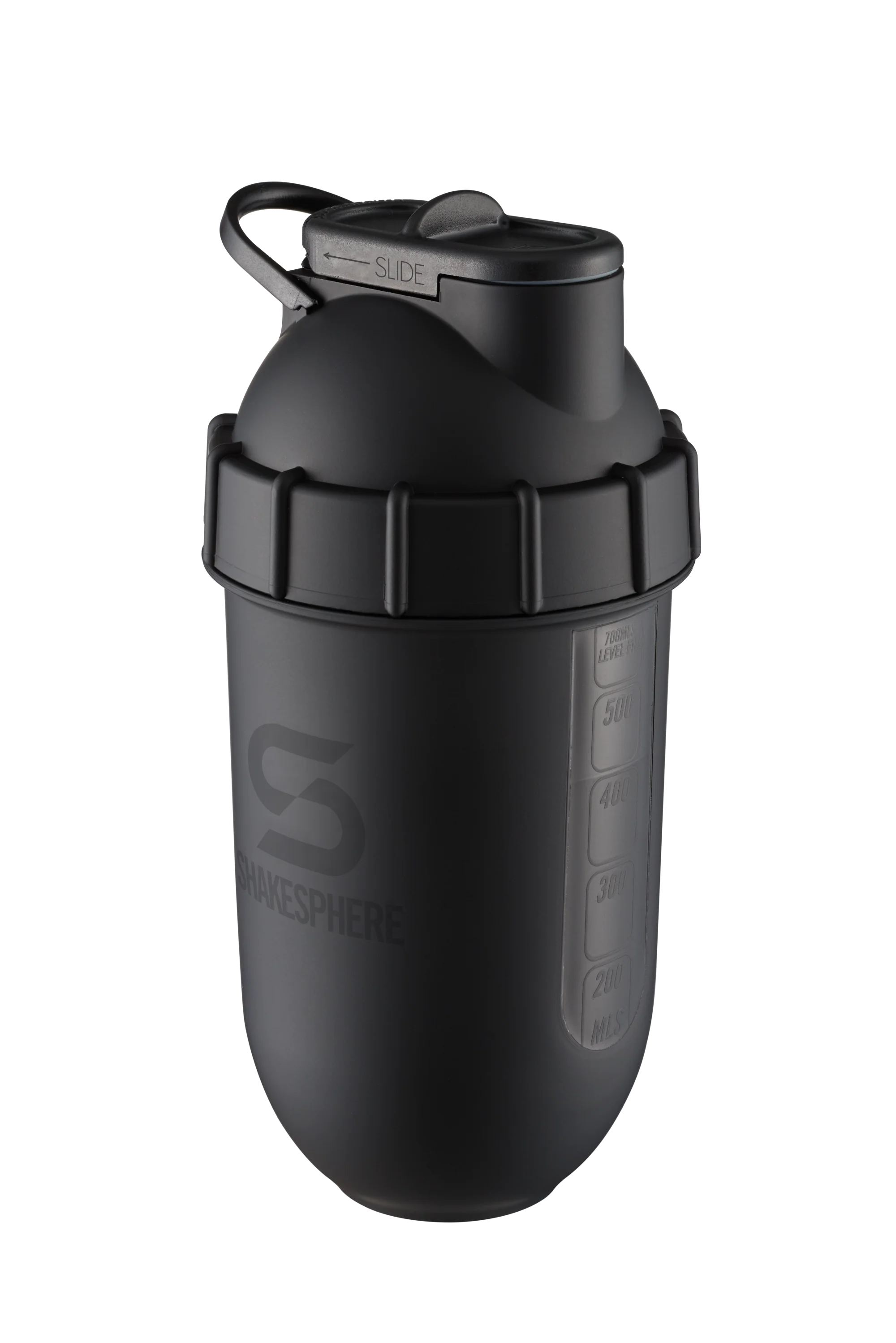 Protein shaker bottle 700mls "Tumbler View" Matte Black/Black Window - Image 18