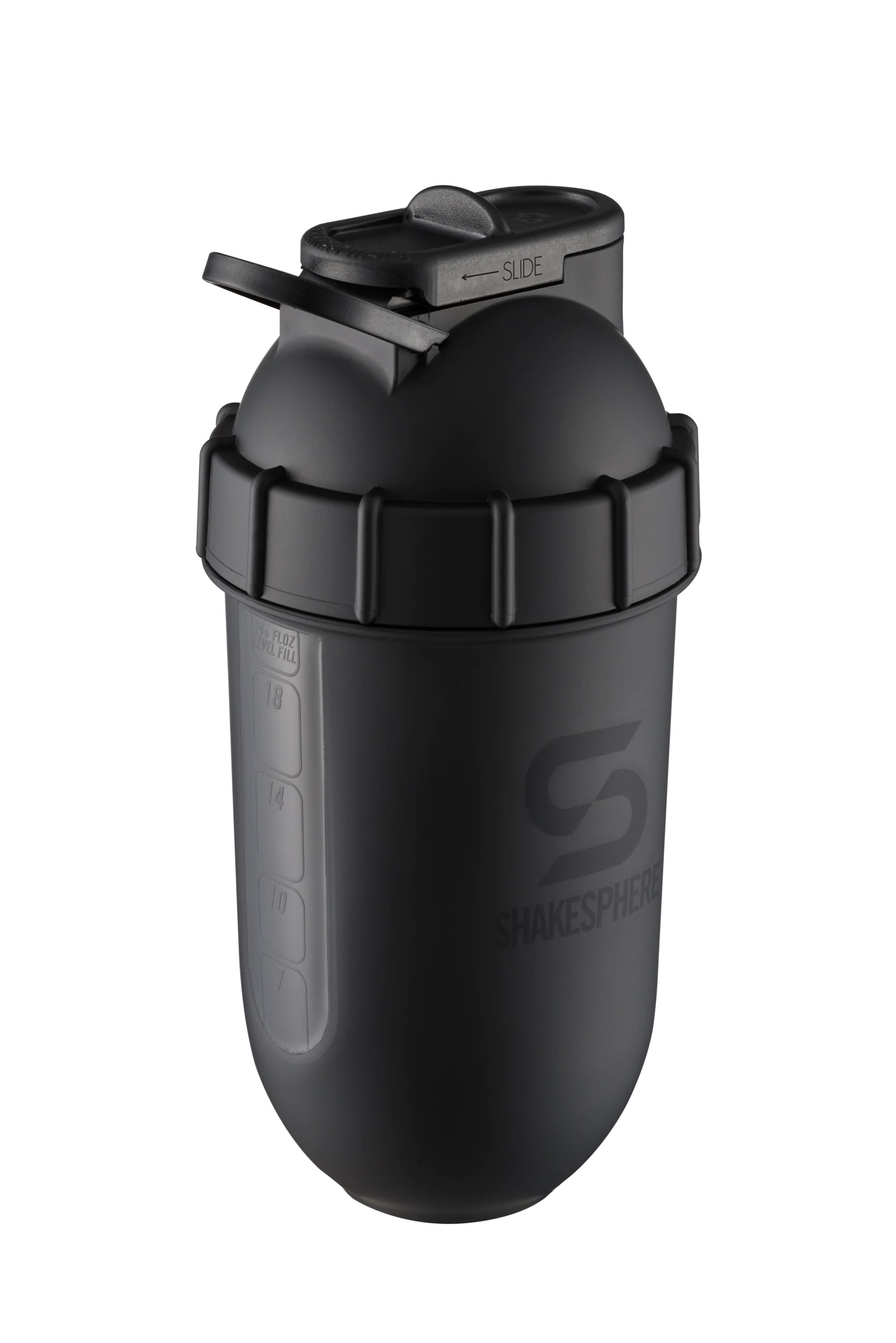 Protein shaker bottle 700mls "Tumbler View" Matte Black/Black Window - Image 22