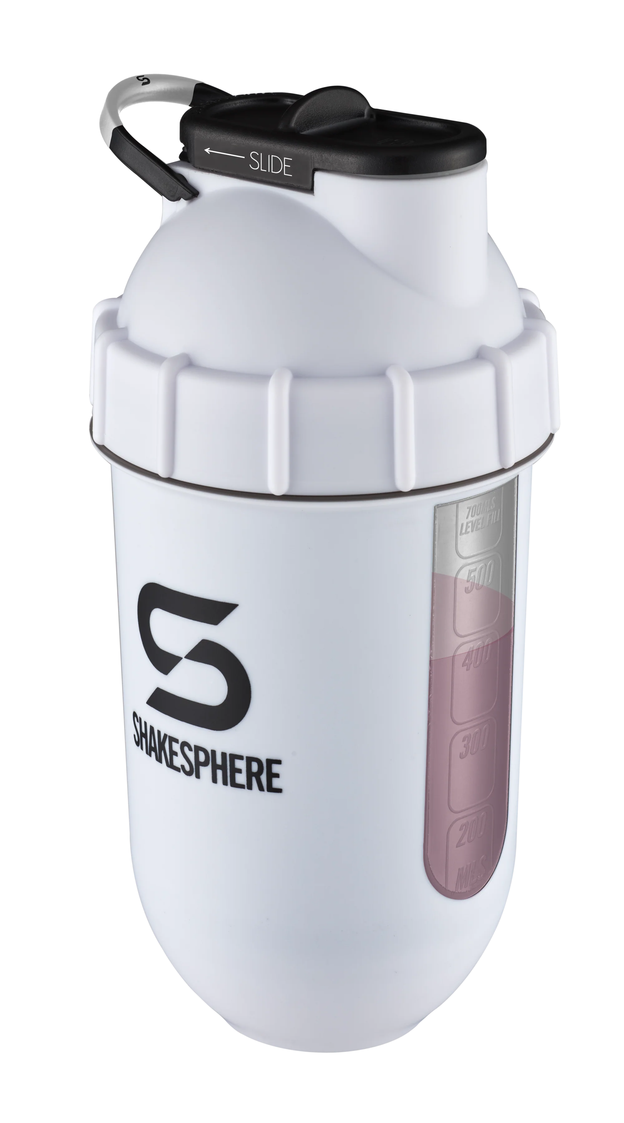 Protein shaker bottle 700mls "Tumbler View" Matte White/Black Window - Image 16
