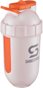 Protein shaker bottle 700mls "Tumbler View" Pearl White/Orange Window - Image 3
