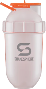 Protein shaker bottle 700mls "Tumbler View" Pearl White/Orange Window - Image 4
