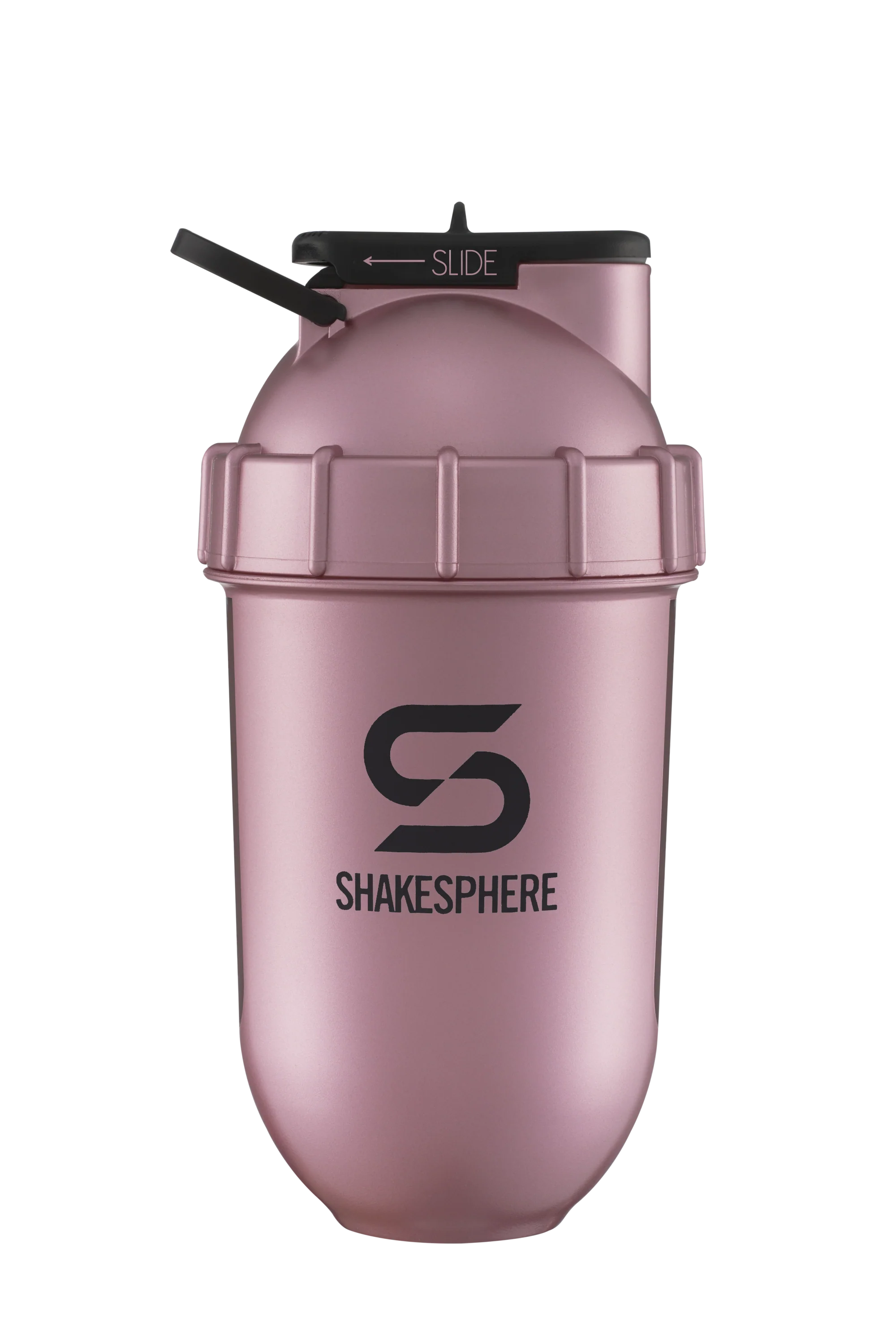 Protein shaker bottle 700mls "Tumbler View" Rose Gold/Black Logo/Black Window - Image 23