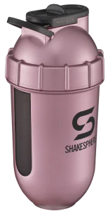 Protein shaker bottle 700mls "Tumbler View" Rose Gold/Black Logo/Black Window - Image 3