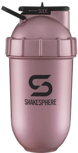 Protein shaker bottle 700mls "Tumbler View" Rose Gold/Black Logo/Black Window - Image 4