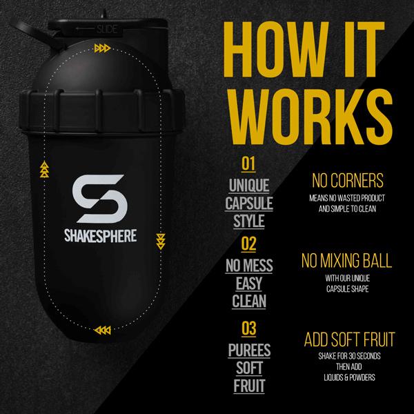 Protein shaker bottle 700mls "Tumbler Original" Glossy Black/Black Logo - Image 5