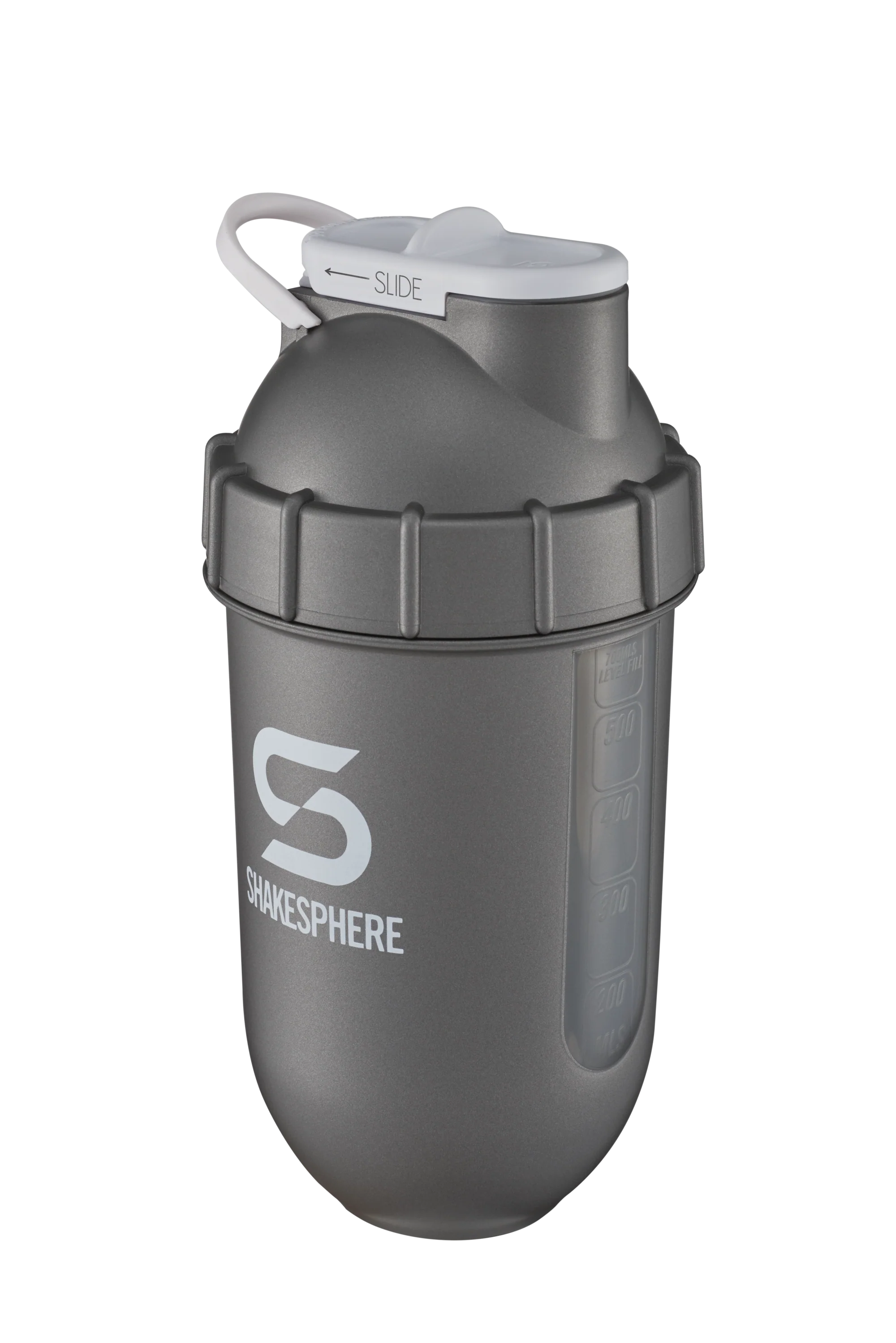 Protein shaker bottle 700mls "Tumbler View" Gun Metal/White Logo/Clear Window - Image 15